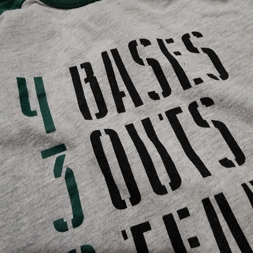 Adidas Gray with green sleeves baseball raglan 3/4 long sleeve shirt Size M - Picture 10 of 10